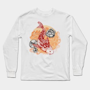Koi Fish and lotus flowers Long Sleeve T-Shirt